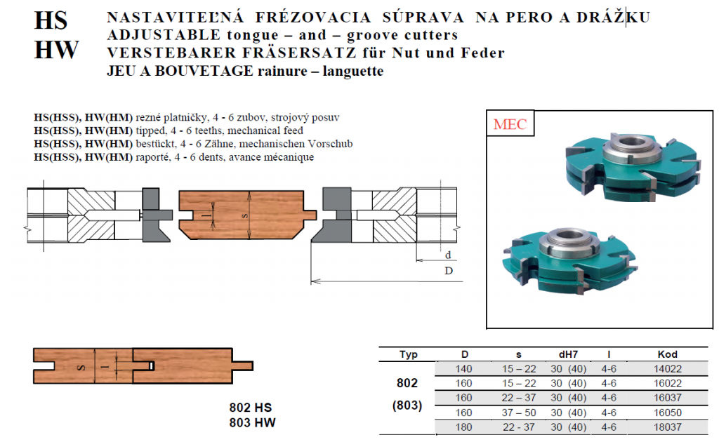 Frézy na pero a drážku – palubky