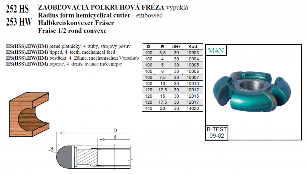 ZAOBĽOVACIA POLKRUHOVÁ FRÉZA vypuklá 02